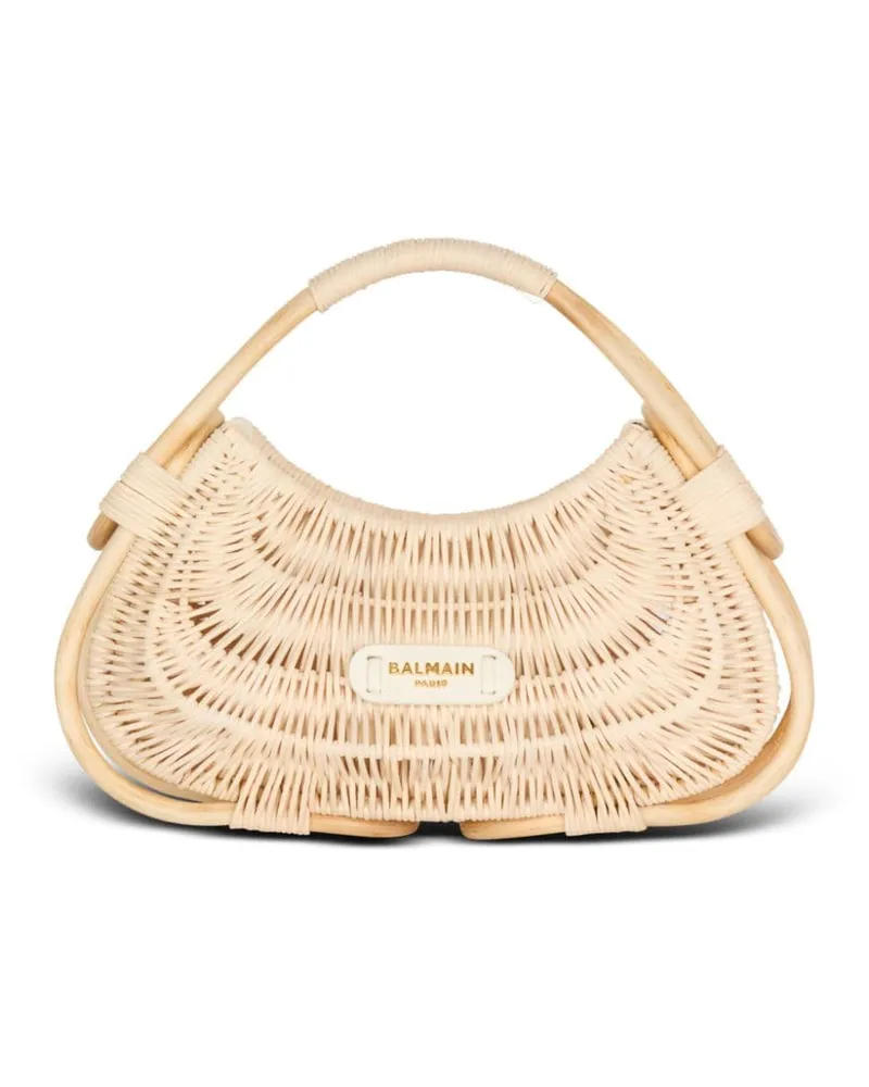 Balmain Mittelgroße Jolie Madame Korbtasche aus Korbgeflecht - Nude Nude