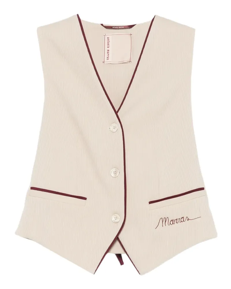 Antonio Marras embroidered-logo pinstriped waistcoat - Nude Nude
