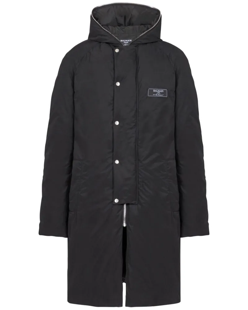 Balmain Lange Daunenjacke - Schwarz Schwarz