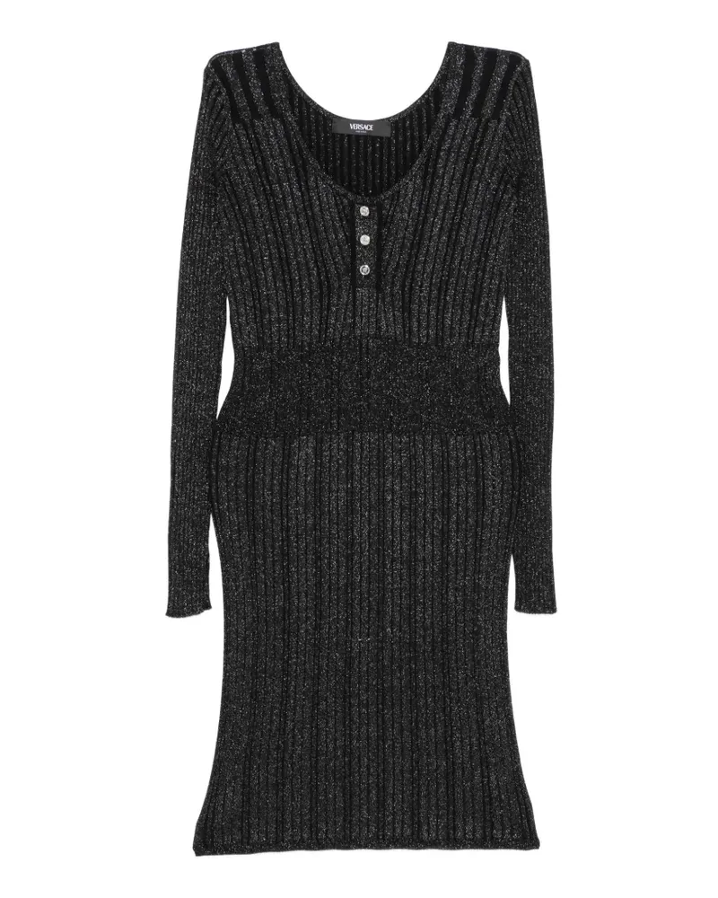 Versace button ribbed dress - Schwarz Schwarz