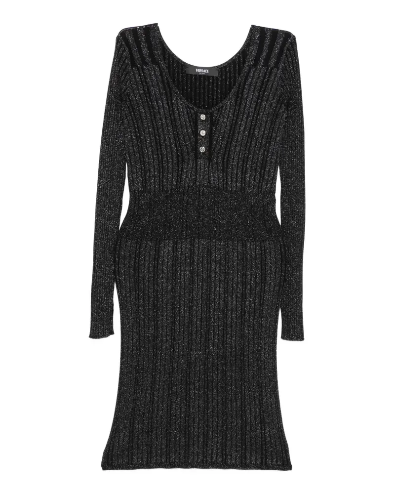 Versace button ribbed dress - Schwarz Schwarz