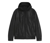 Lederjacke mit Kapuze - Schwarz