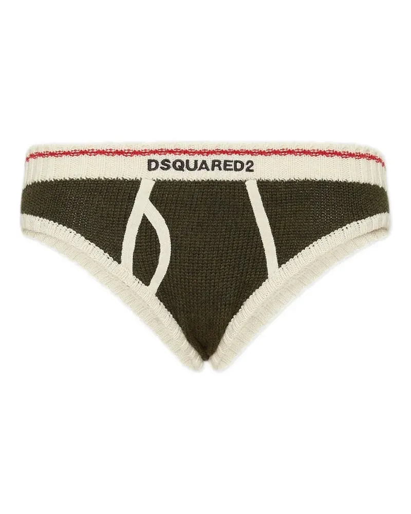 Dsquared2 Gestrickte Shorts mit Streifenbesatz - Grün Grün
