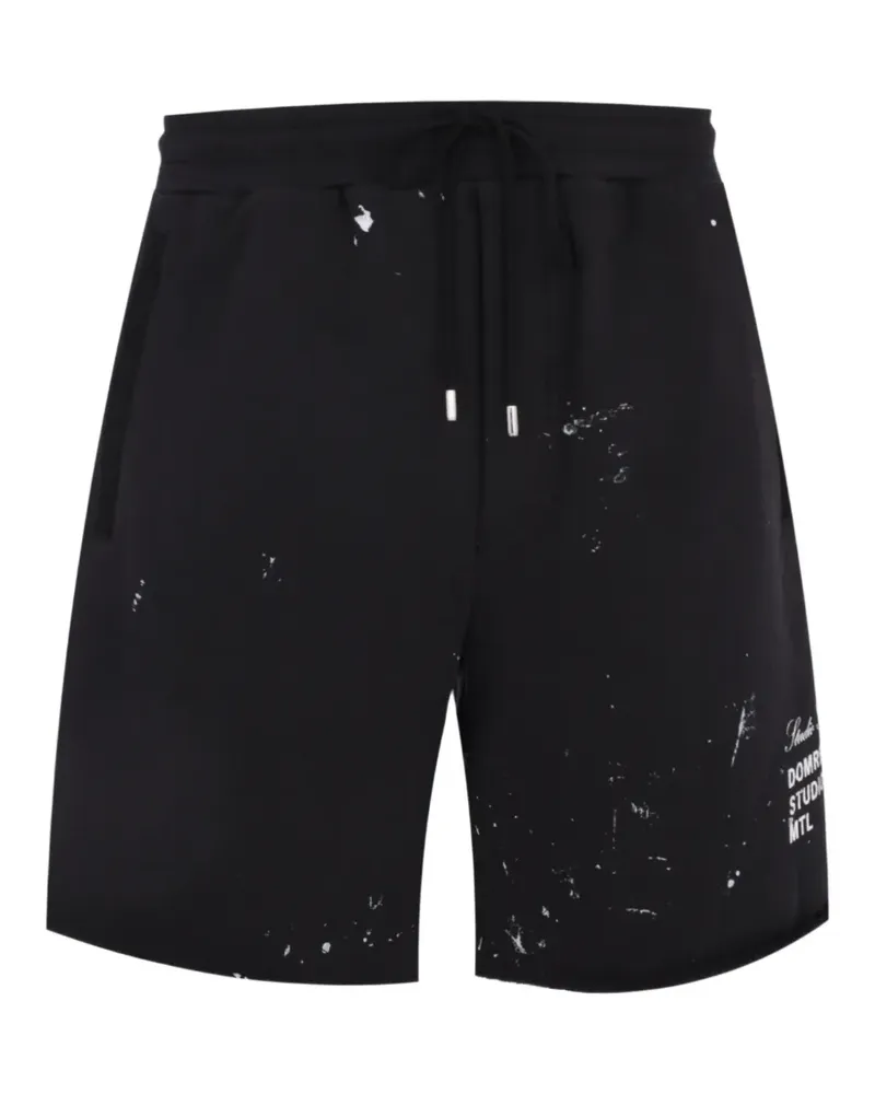 DOMREBEL paint-splatter logo-print shorts - Schwarz Schwarz