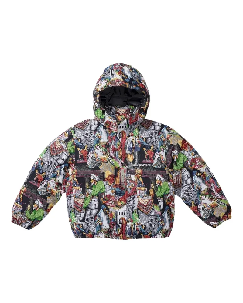 Supreme Being x Bless Tapestry puffer jacket - Schwarz Schwarz