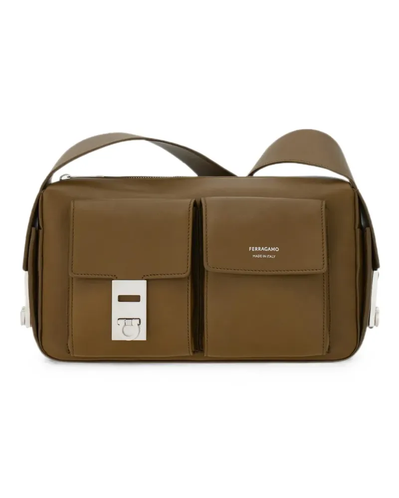 Ferragamo Mittelgroße Hug Kuriertasche mit Schnalle - Braun Braun