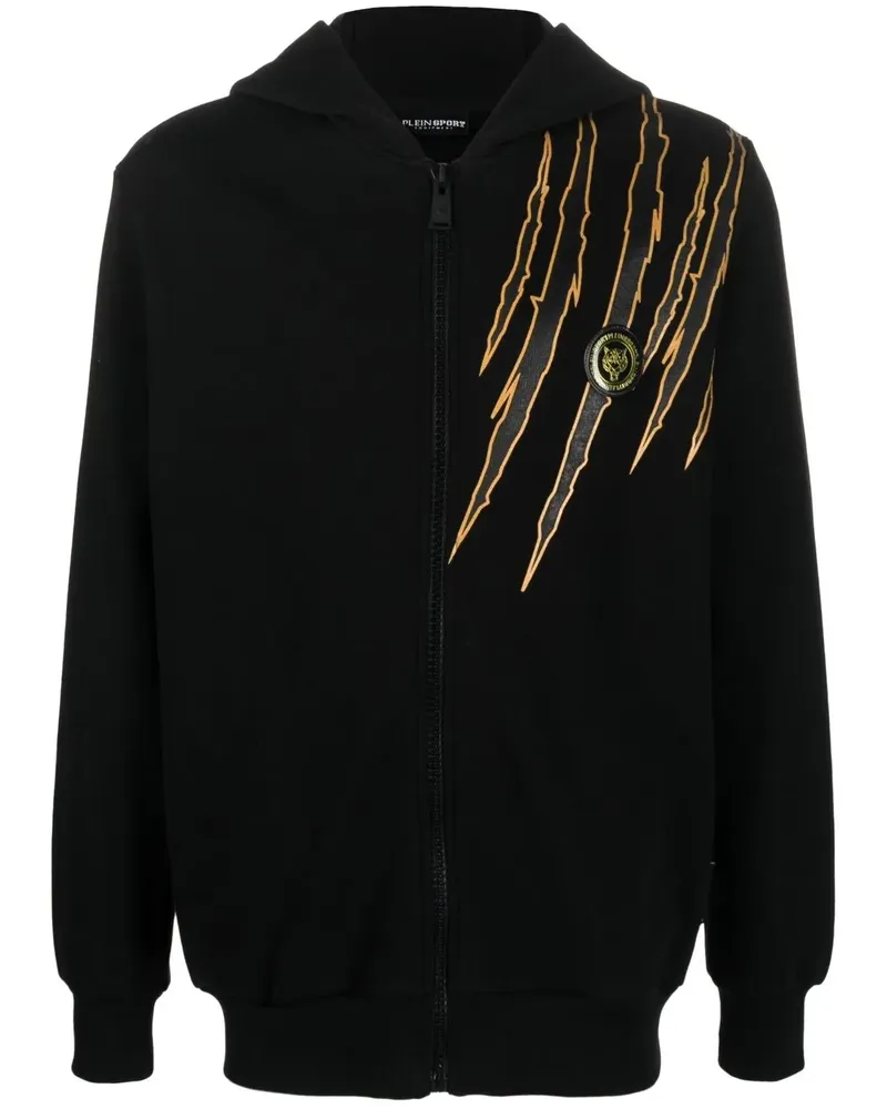 Philipp Plein Kapuzenjacke mit Kratzer-Print - Schwarz Schwarz