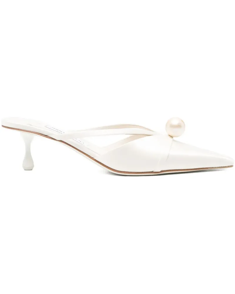 Jimmy Choo Mules mit Perlenverzierung 50mm - Weiß Weiß