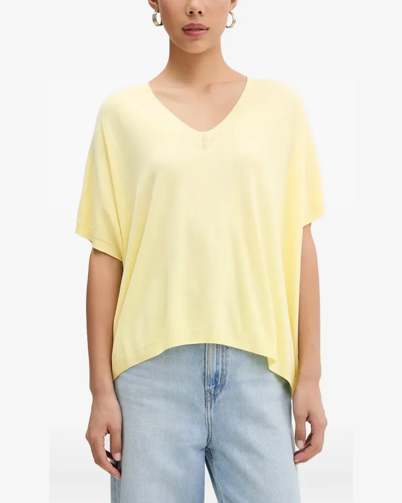 VICOLO fine-knit V-neck T-shirt - Gelb Gelb