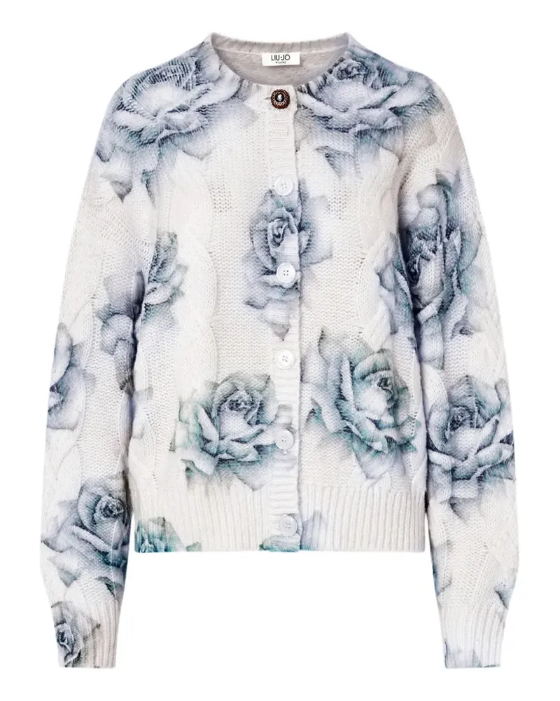 Liu Jo Wollcardigan mit Rosen-Print - Weiß Weiß