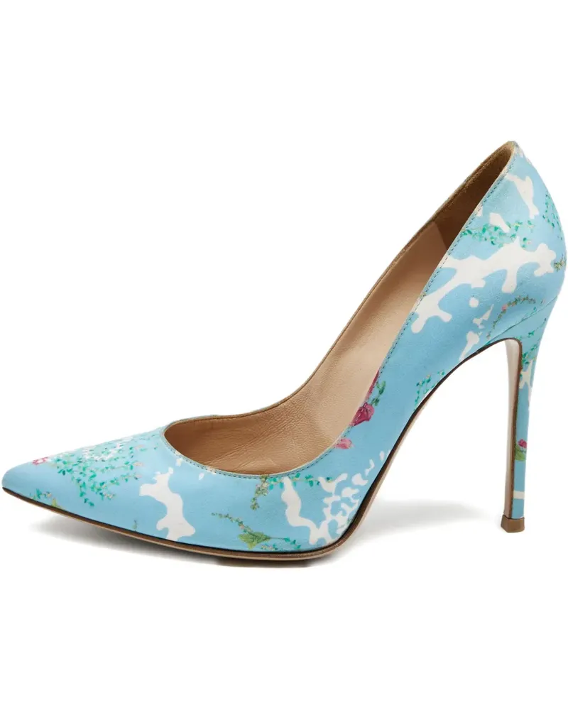 Gianvito Rossi Spitze Pumps mit Blumen-Print 105mm - Blau Blau