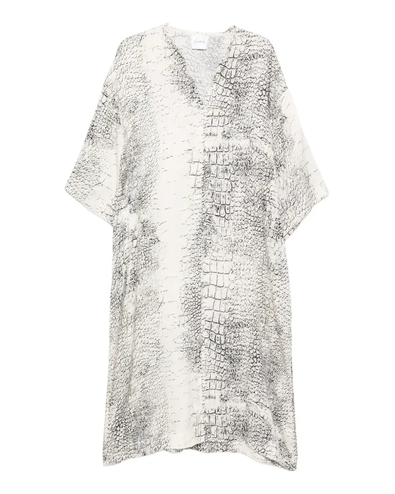 NUDE Seidenkleid mit V-Ausschnitt Nude