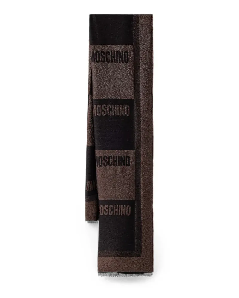 Moschino Schal im Metallic-Look mit Logo-Intarsie - Braun Braun