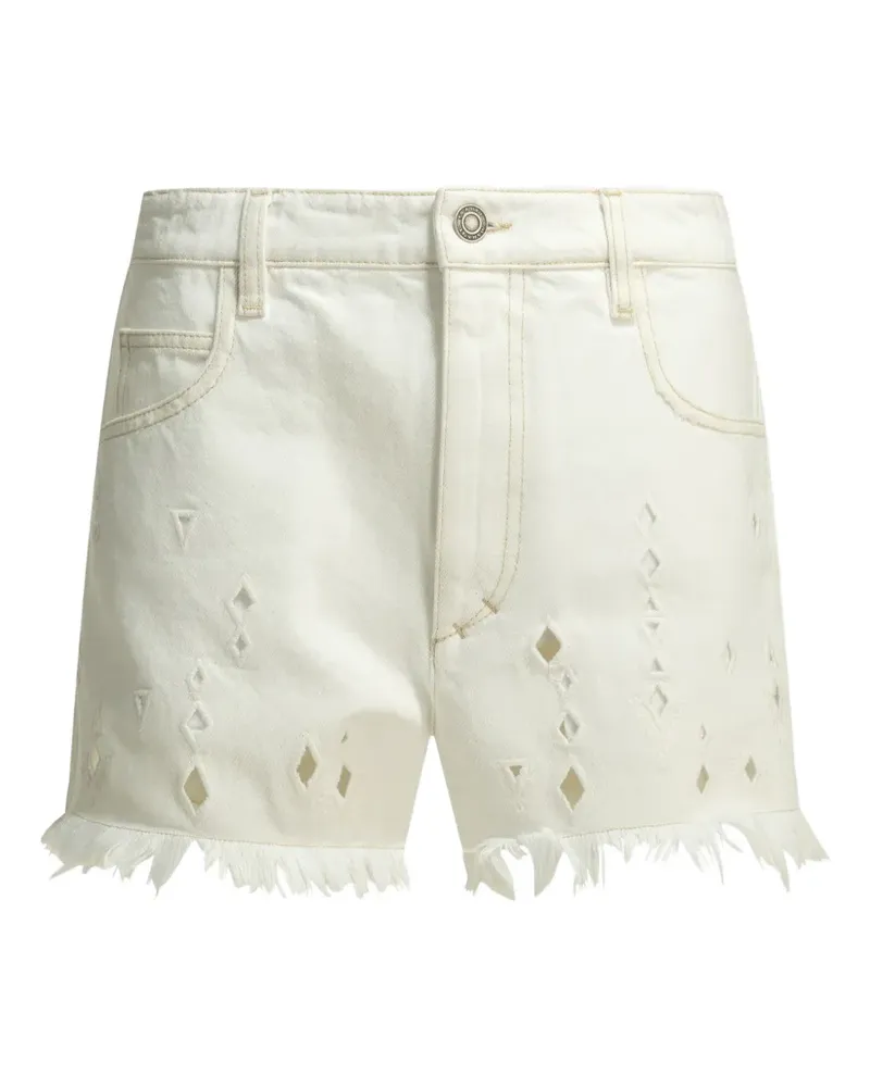 Isabel Marant cut-out frayed-hem shorts - Weiß Weiß
