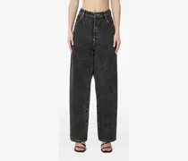 Bestickte Jeans - Schwarz