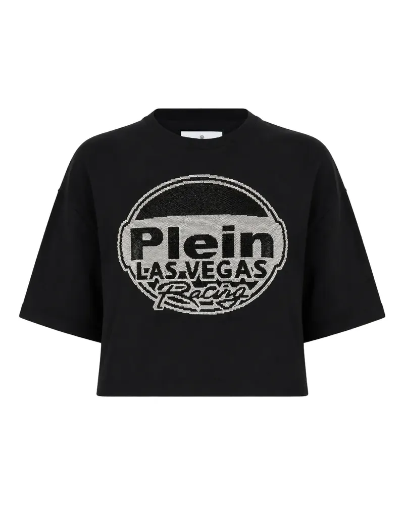 Philipp Plein crop t-shirt Las Vegas racing - Schwarz Schwarz