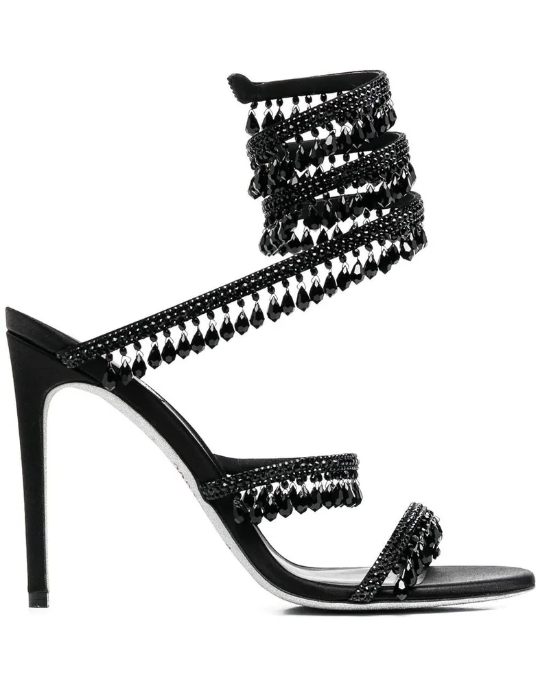 René Caovilla Chandelier Sandalen mit Kristallen - Schwarz Schwarz
