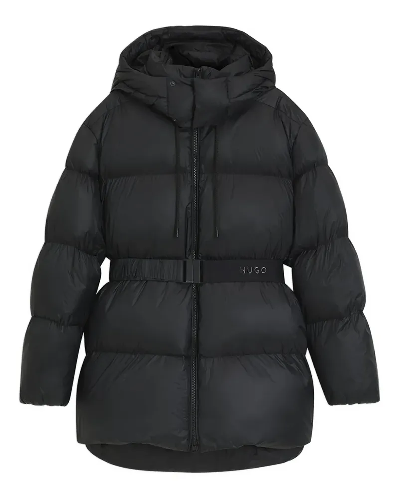 HUGO BOSS hooded belted coat - Schwarz Schwarz
