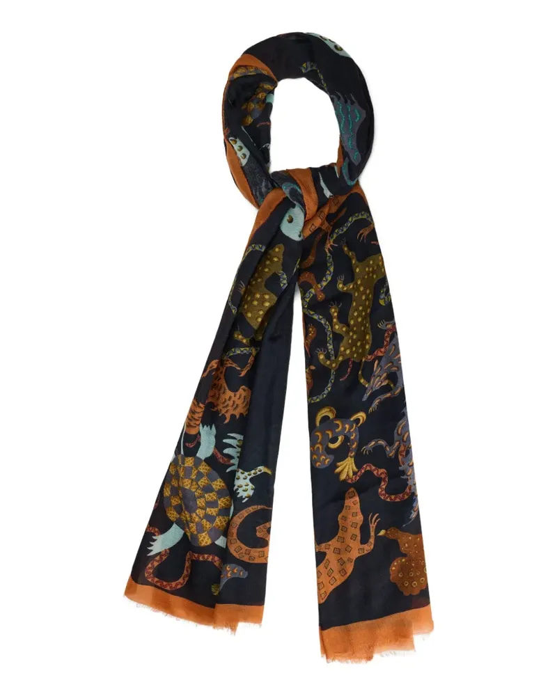 Etro Orfeo Schal mit Animal-Print - Blau Blau