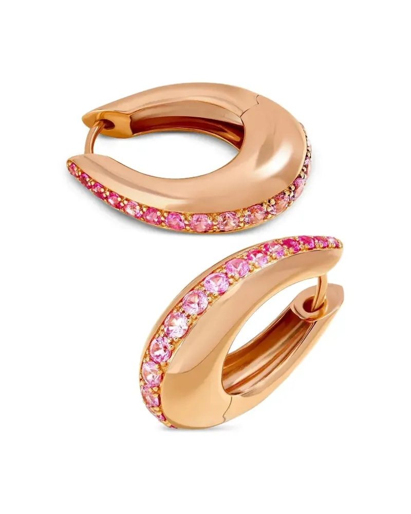 Ananya 18kt Icon Goldcreolen mit pinkem Saphir Gold