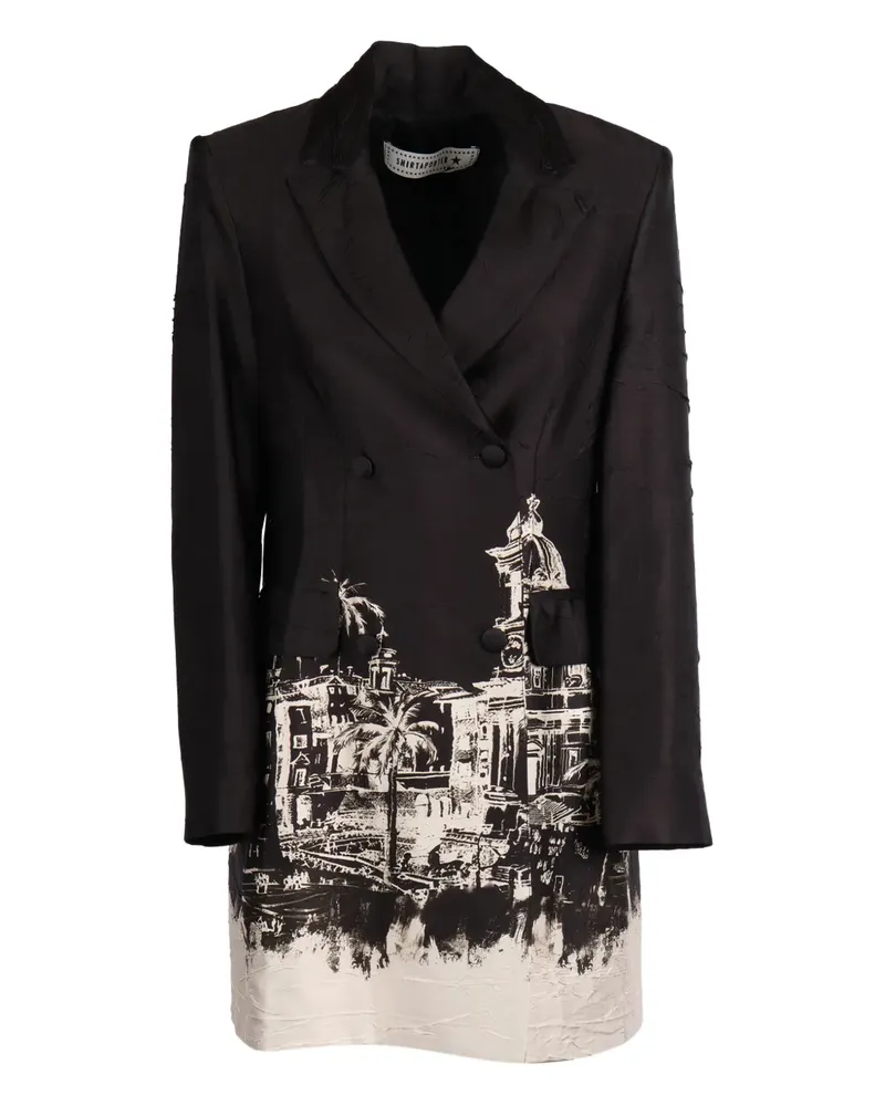 SHIRTAPORTER double-breasted printed blazer dress - Schwarz Schwarz