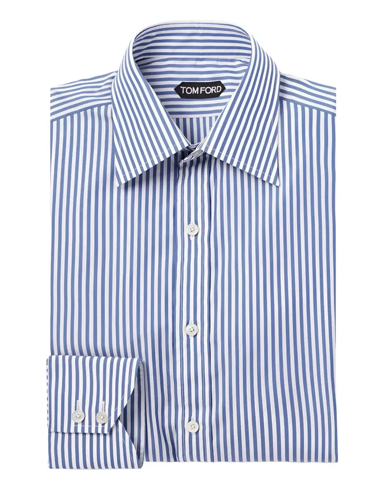 Tom Ford Gestreiftes Hemd mit Knopfmanschetten - Blau Blau