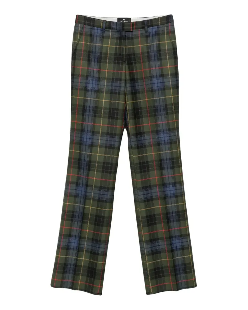 Etro tartan-check straight-leg trousers - Grün Grün