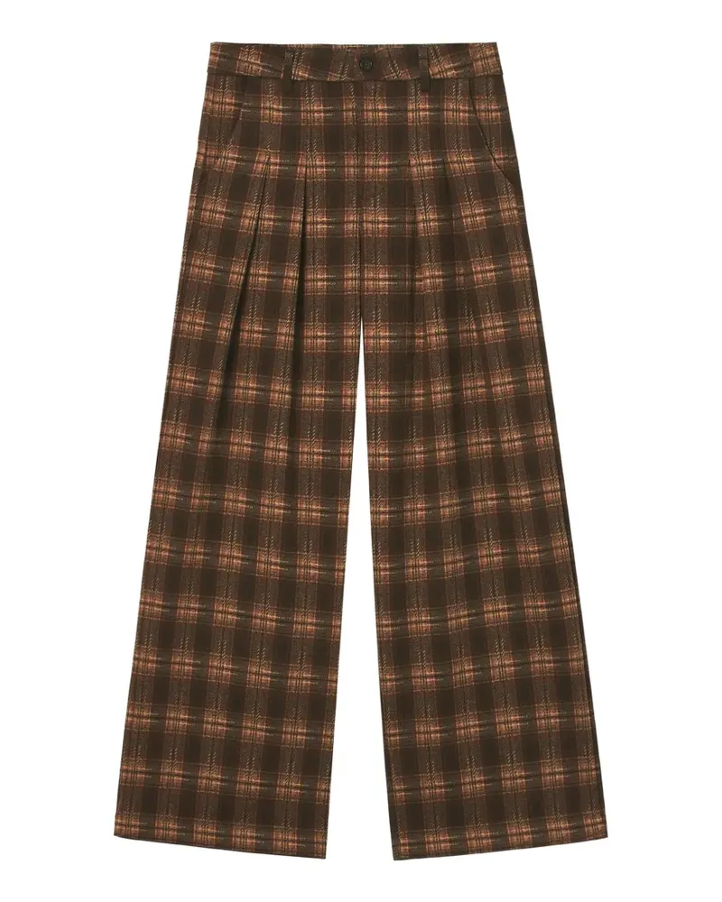 b+ab plaid-check pleated trousers - Braun Braun
