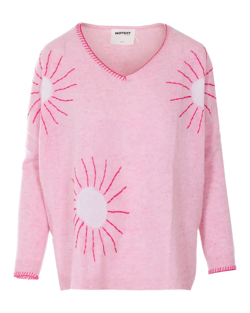 Not Shy embroidered V-neck sweater - Rosa Rosa