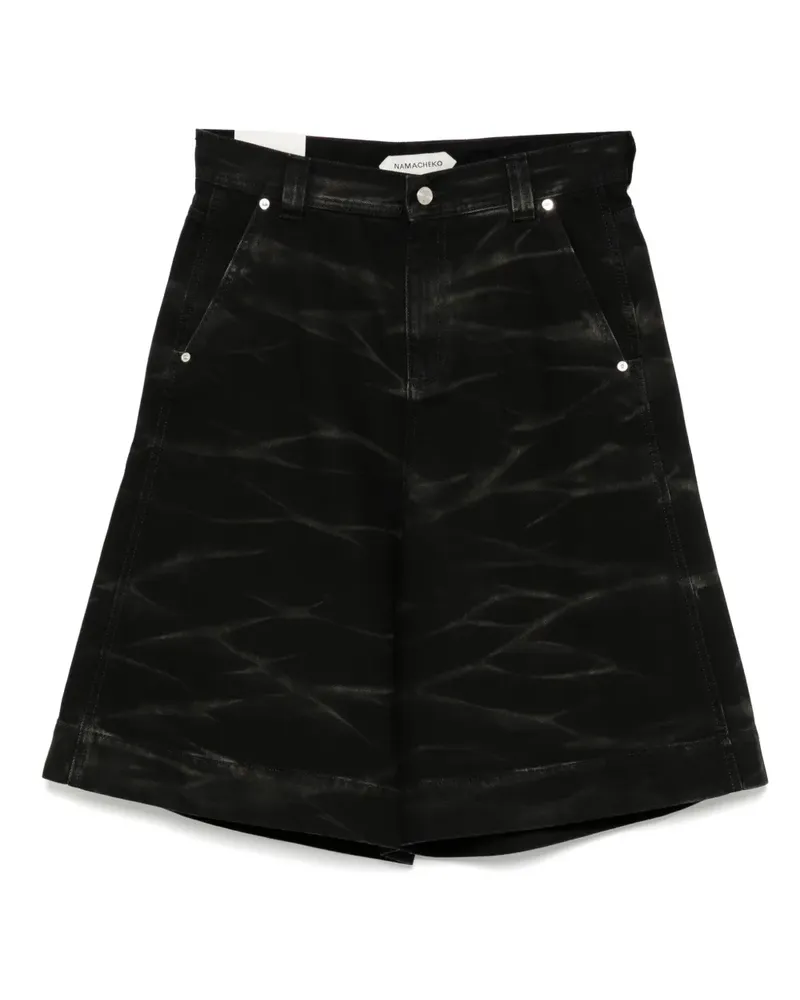 Namacheko Jeans-Shorts mit Zebramuster - Schwarz Schwarz