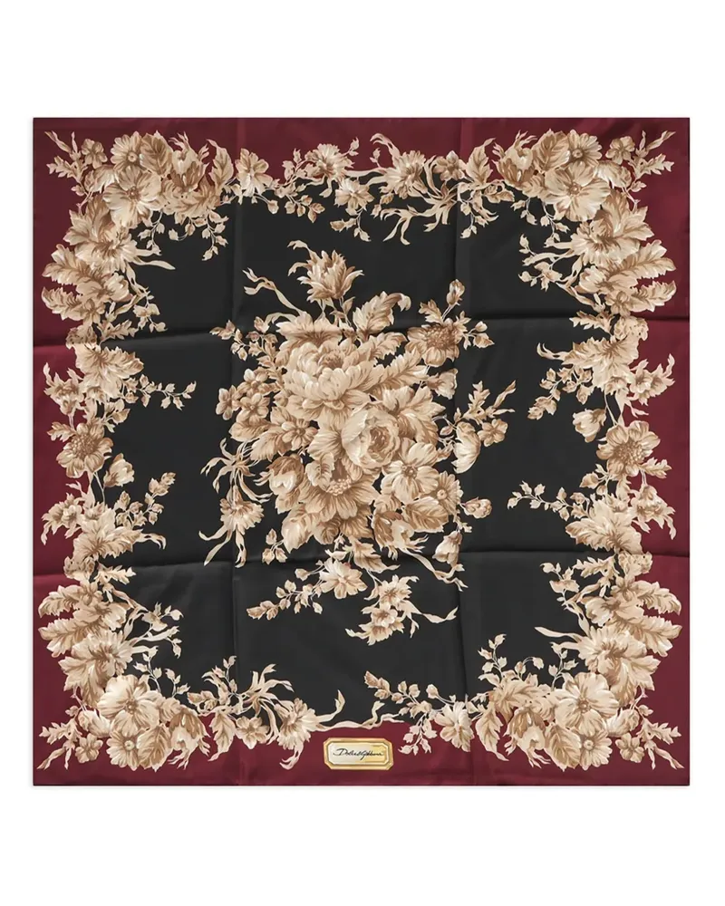 Dolce & Gabbana Seidenschal mit Blumen-Print - Schwarz Schwarz