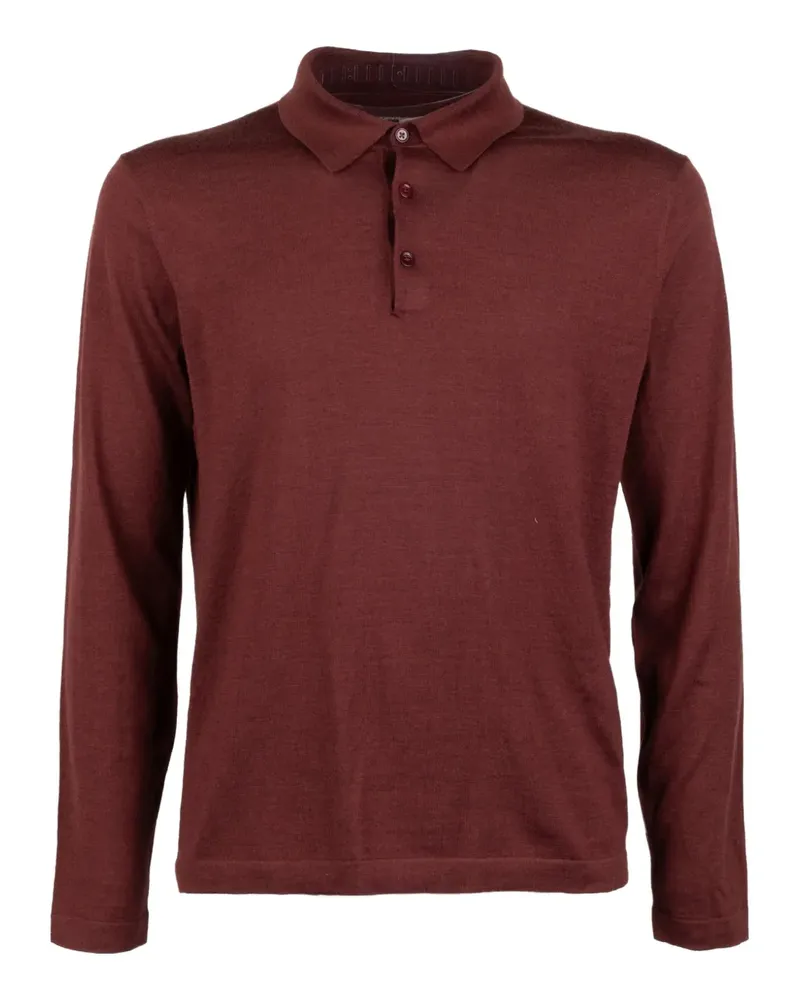Brooksfield long-sleeved polo shirt - Rot Rot
