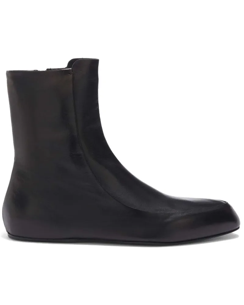 Jil Sander Knöchelhohe Lederstiefel - Schwarz Schwarz