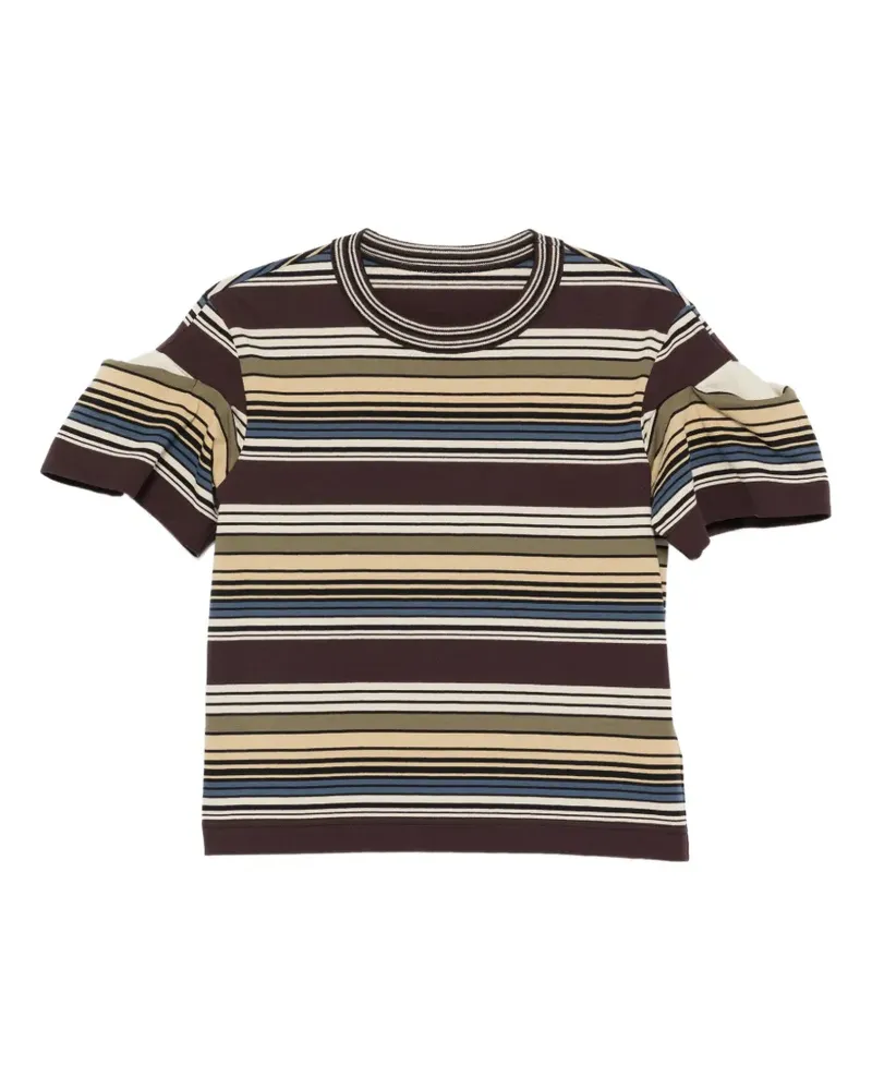 Sacai Gestreiftes T-Shirt - Braun Braun