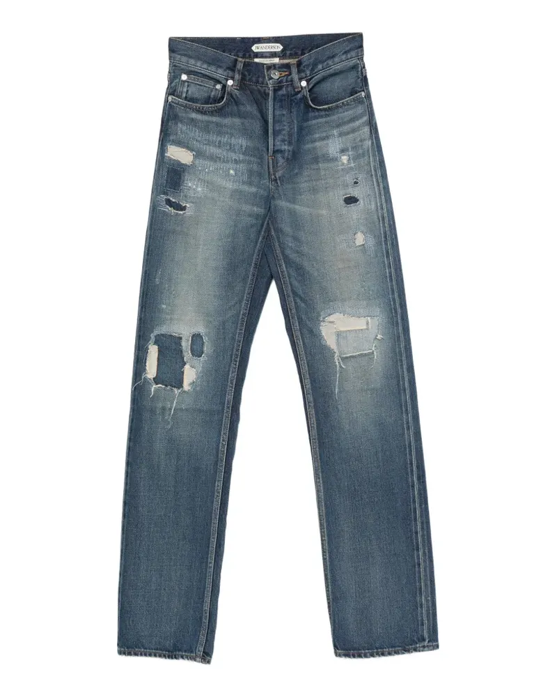 J.W.Anderson distressed-effect patchwork jeans - Blau Blau