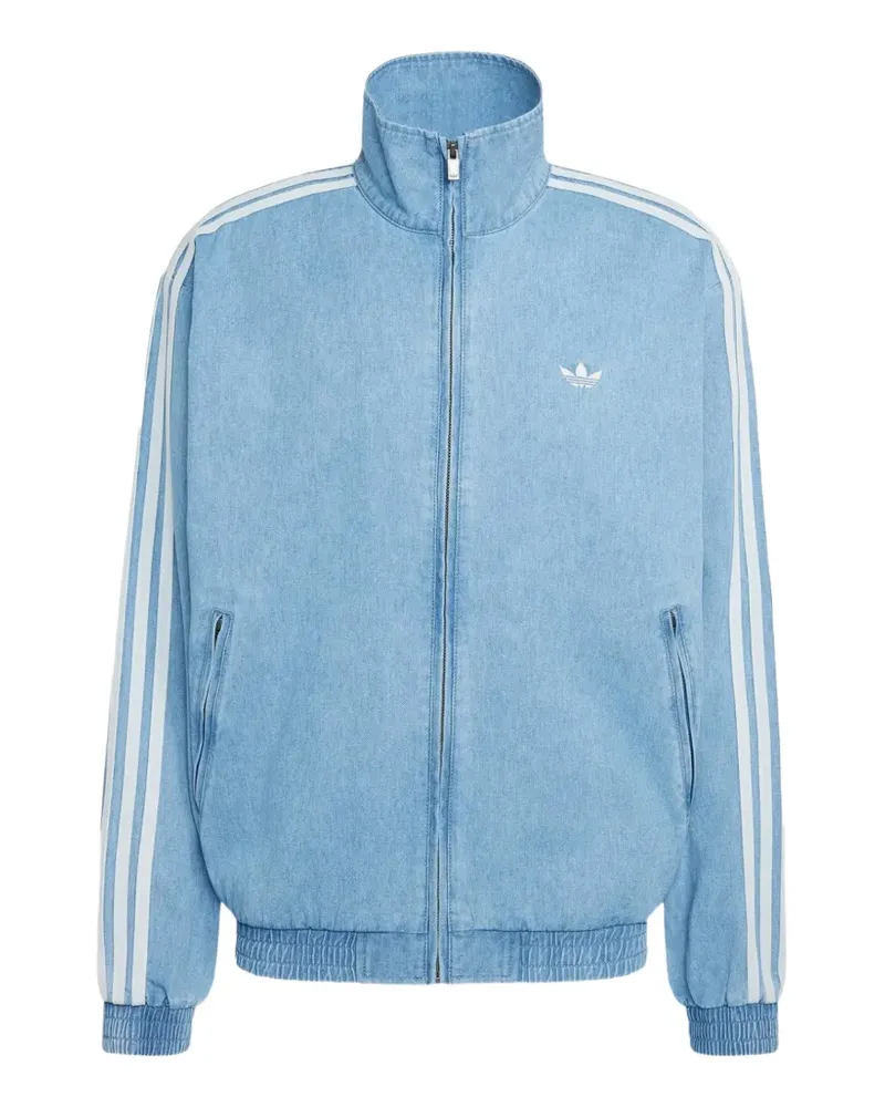 adidas stripe-detail denim jacket - Blau Blau