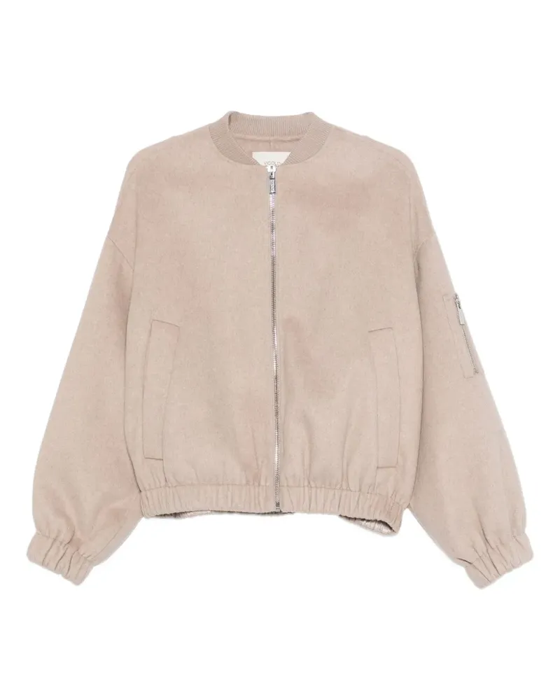 VICOLO zip pocket bomber jacket - Nude Nude