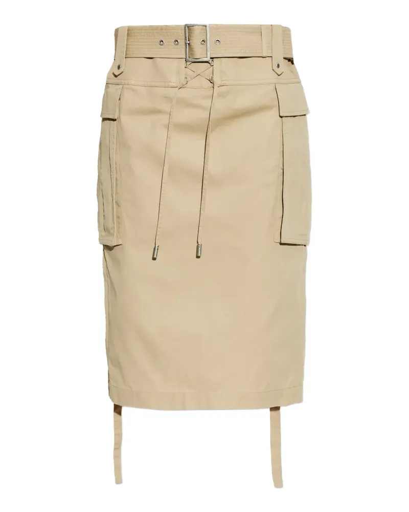 Alexander McQueen belted midi cargo skirt - Nude Nude