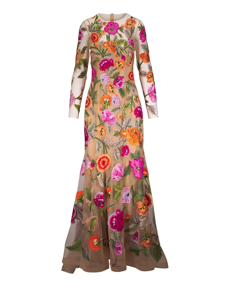 Carolina Herrera New York floral embroidered gown - Nude Nude