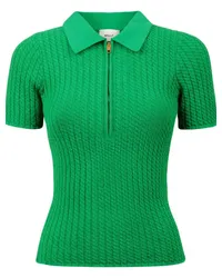 Bally Reißverschluss-Poloshirt mit Zopfmuster Grün