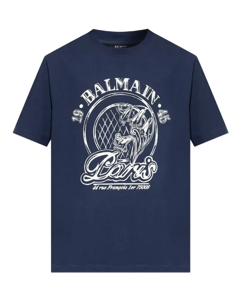 Balmain logo-print T-shirt - Blau Blau