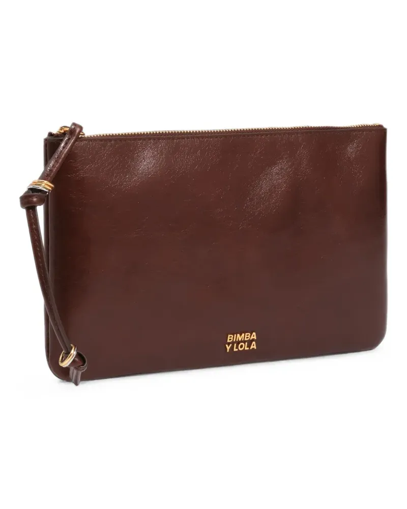 BIMBA Y LOLA Mittelgroße Dark-Tan Clutch aus Leder - Braun Braun