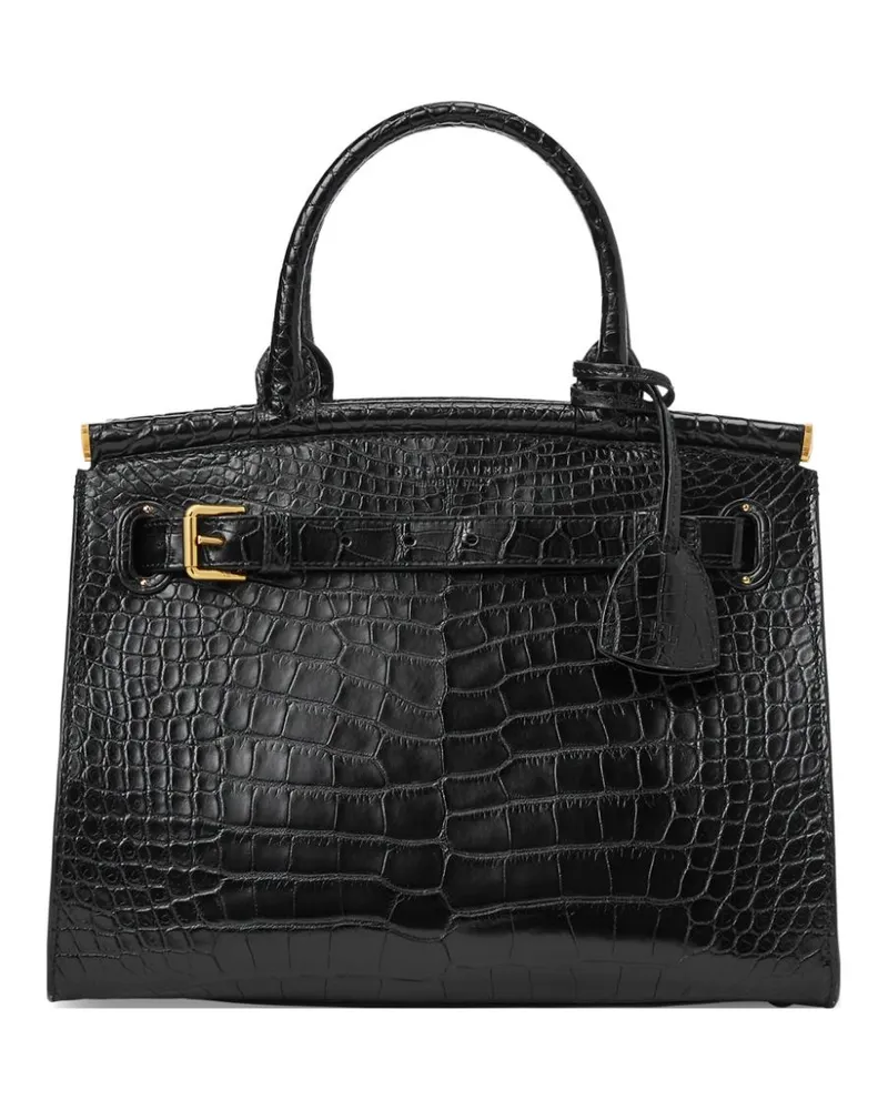 Ralph Lauren Mittelgroße Caiman Schultertasche - Schwarz Schwarz