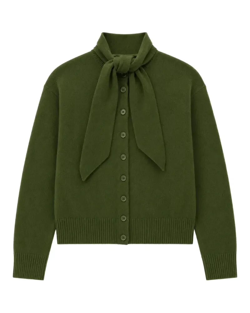 Chinti & Parker Cardigan mit Bindeband am Ausschnitt und Knopfverschluss - Grün Grün