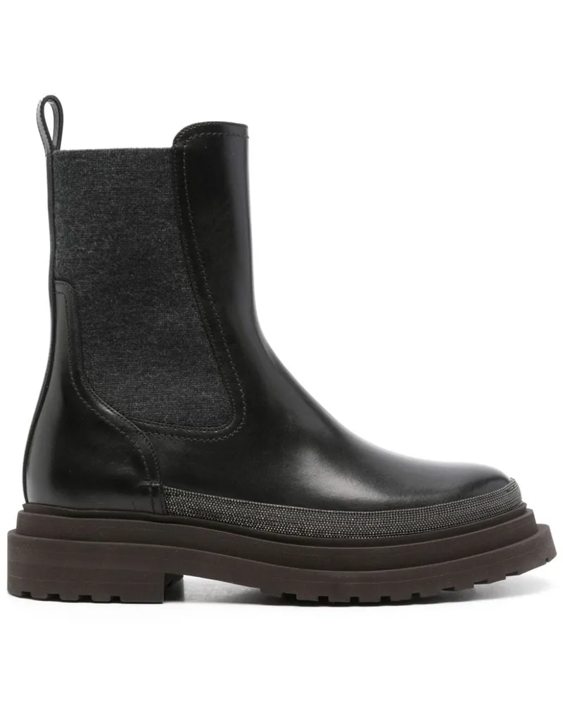 Brunello Cucinelli Chelsea-Boots mit Monili-Detail Schwarz