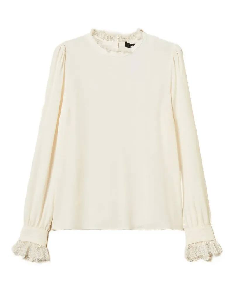 Twin-Set Bluse mit Spitzenborten - Weiß Weiß