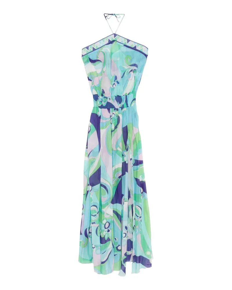 Emilio Pucci Gesmoktes Kleid mit Print - Blau Blau