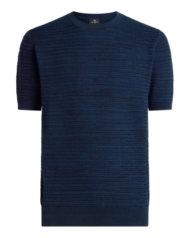 Etro knit cotton T-shirt with braided stitch - Blau Blau