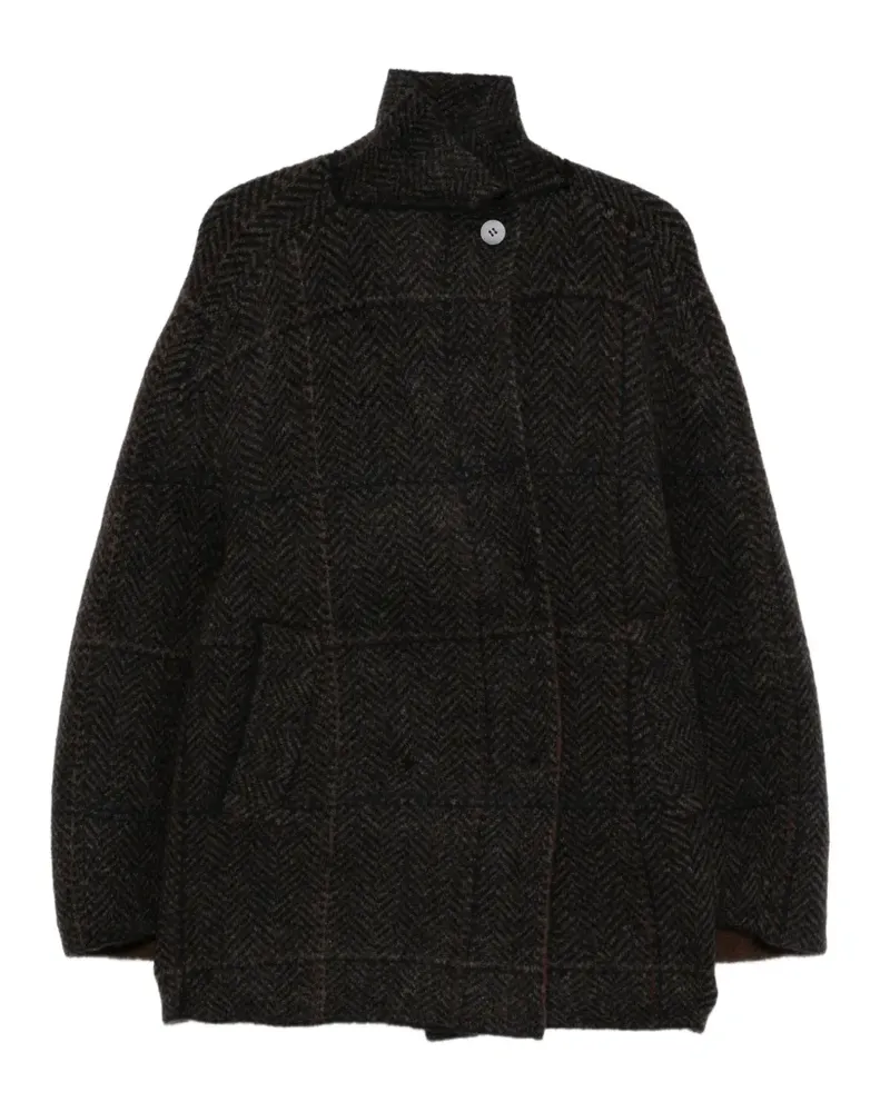 Boboutic herringbone-knit funnel-neck jacket - Blau Blau