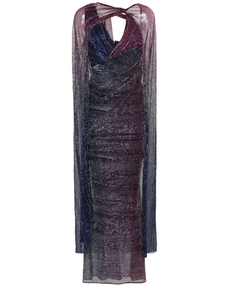 Talbot Runhof Lurex-Abendkleid mit Cape-Detail - Violett Violett
